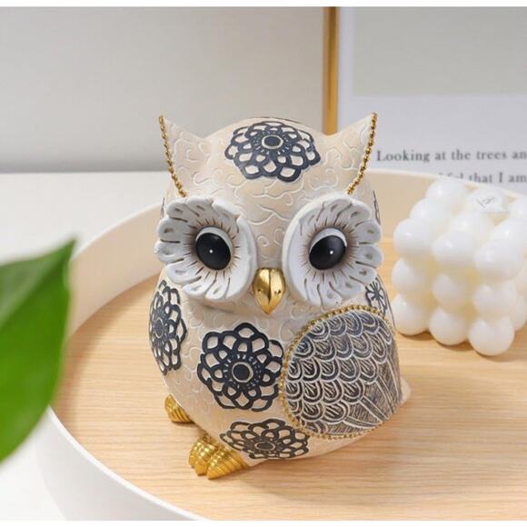 Owl Statue Resin Handicraft Ornaments, Modern Simple Animal Figurines - Picture 6 of 9